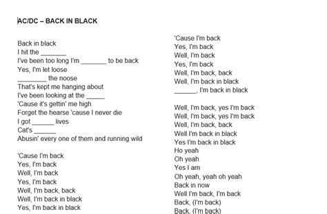 Lyrics Back In Black Meaning