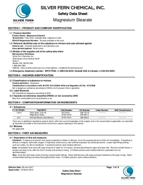 Magnesium Welder Safety Data Sheet