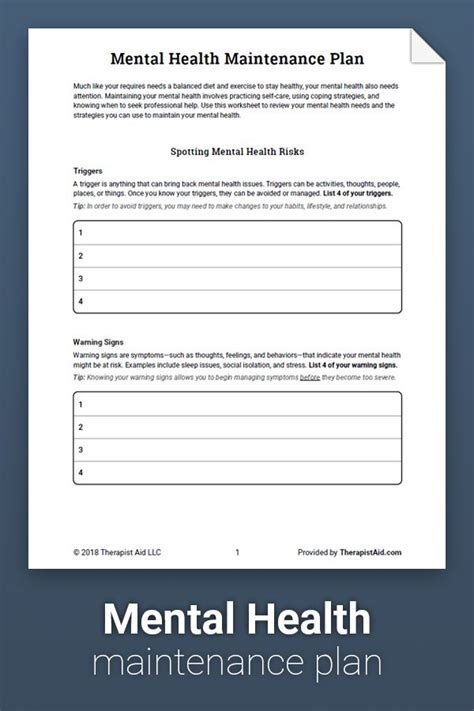 Managing Your Mental Illness Worksheets