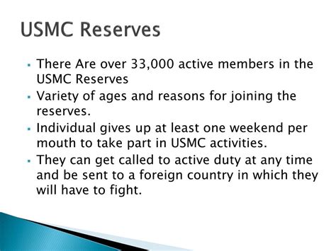 Marine Corp Reserves Requirements