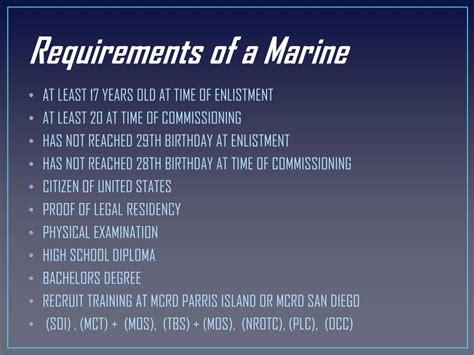 Marine Entry Requirements