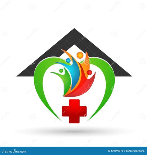 Medical Health Care Clinic Home House Cross People Healthy Life Care Logo Design Icon On White