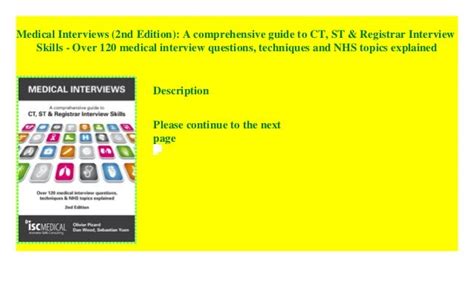 Medical Interviews 2Nd Edition A Comprehensive Guide To Ct St