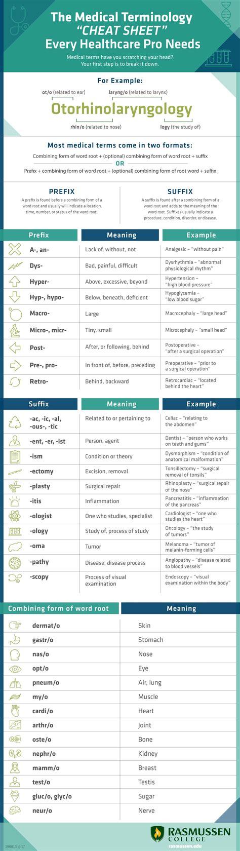 Medical Terminology Cheat Sheet