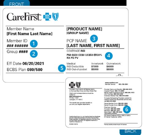 Member Id Card Carefirst Bluecross Blueshield