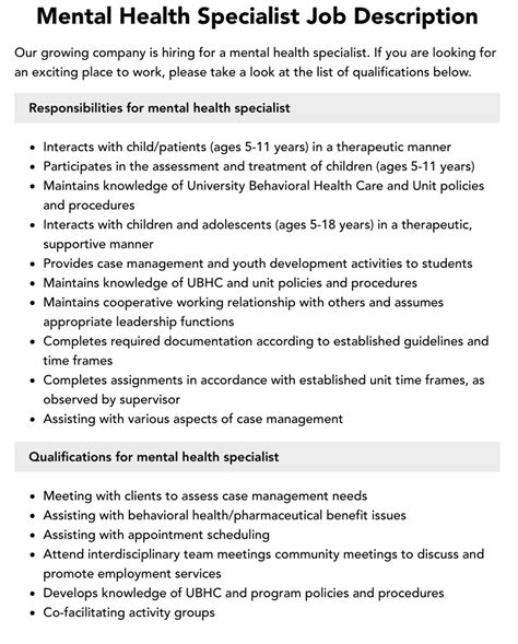 Mental Health Specialist Jobs