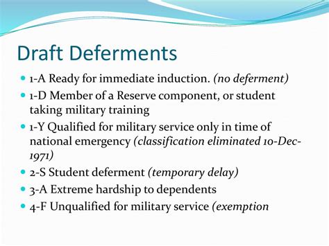 Military Draft Deferment Requirements