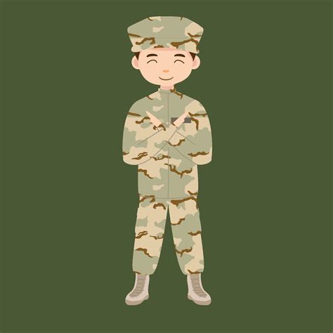 Military Infantry Cartoon Soldier Isolated Drawing Vector Art Of Army Combat Force Man In