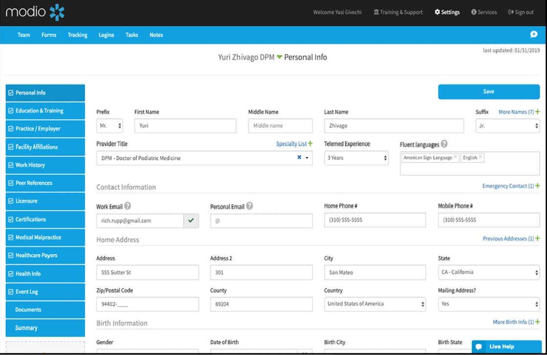 Modio Health Provider Credentialing Software