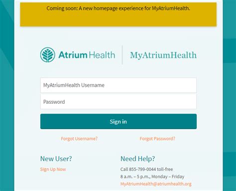 My Atrium Health Sign Up