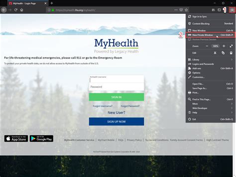 My Health Login Page