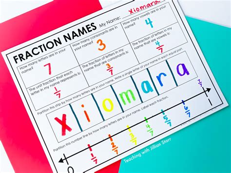 My Name In Fractions Worksheet Teaching Resources