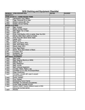 Navy Ocs Package Checklist