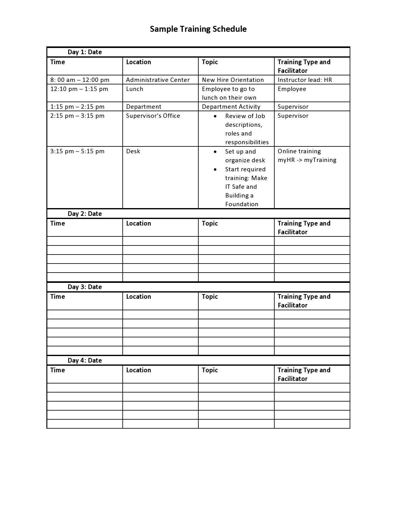 Navy Training Plan Template