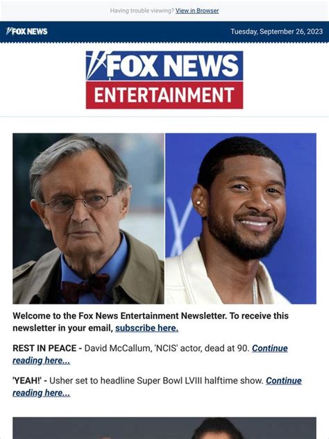 Ncis Star David Mccallum Dead From Natural Causes Usher Headlining 2024 Super Bowl Halftime Show Fox News