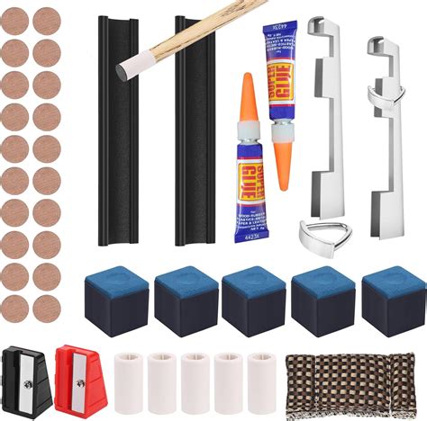 Necvior Pool Cue Repair Kits Including 2 Cue Clamps 10 Cue Tips 2 Pool