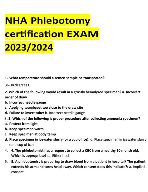 Nha Phlebotomy Exam