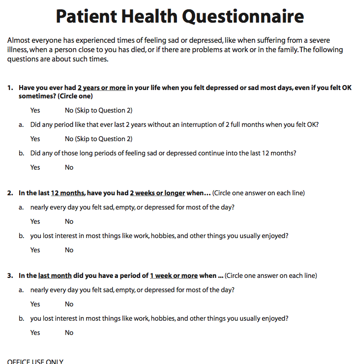 Nhanes Patient Health Questionnaire