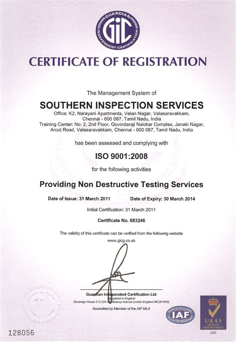 Non Destructive Testing Certification