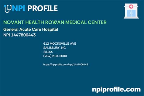 Novant Health Rowan Hospital Npi