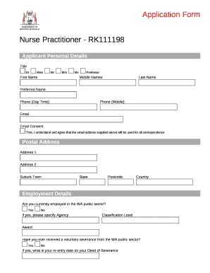 Nurse Practitioner Job Application