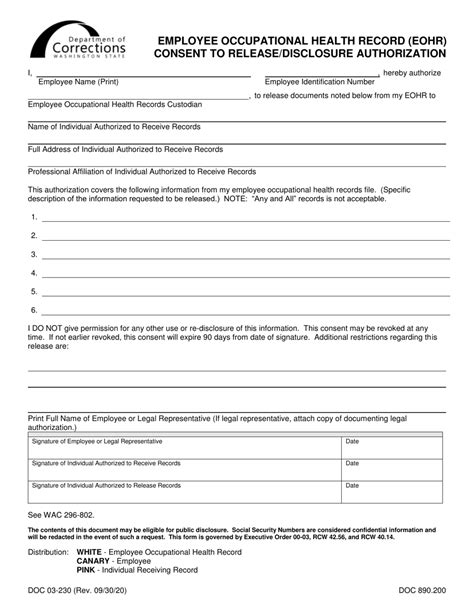 Occupational Health Authorization Form