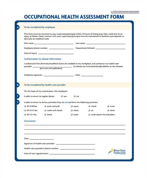 Occupational Health Forms