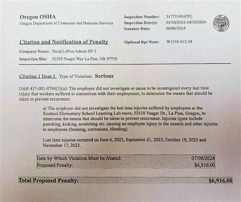 Oregon Osha Citation