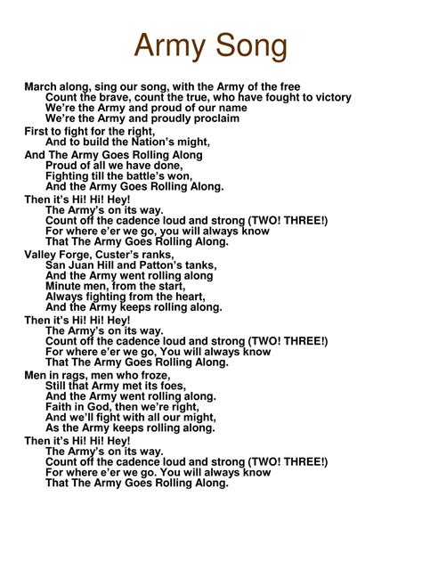 Original Us Army Song Lyrics