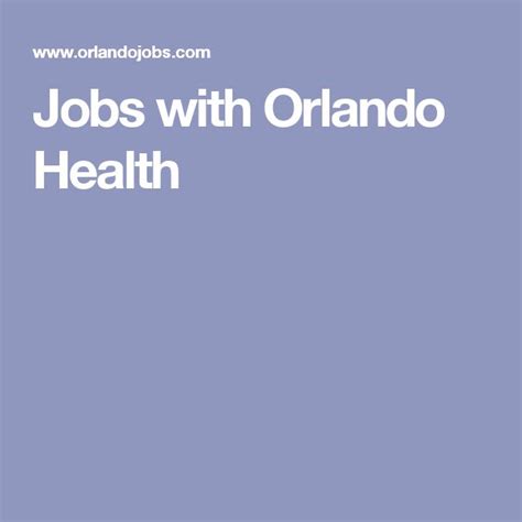 Orlando Health Career Opportunities