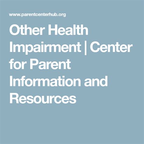 Other Health Impairment Center For Parent Information And Resources