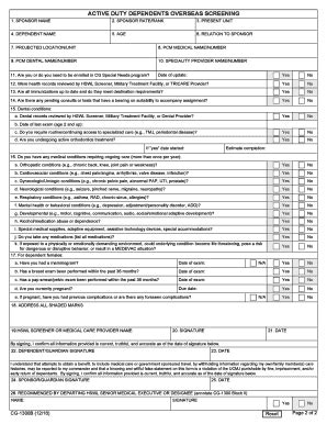 Overseas Screening Disqualifications Army