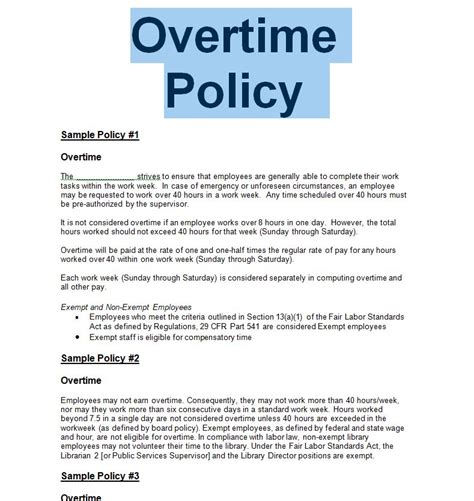 Overtime Policy Template