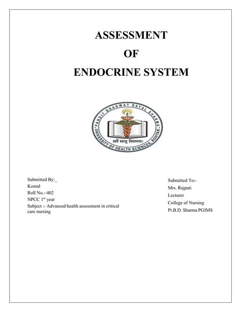 Patient Assessment On Endocrine System Docx