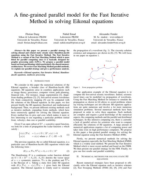 Pdf A Fine Grained Parallel Model For The Fast Iterative Method In Solving Eikonal Equations