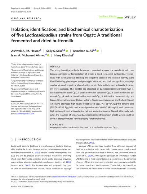 Pdf Isolation Identification And Biochemical Characterization Of Five Lacticaseibacillus