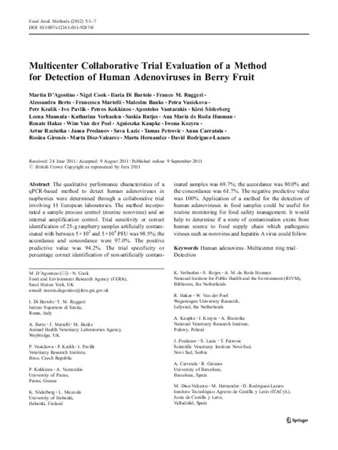 Pdf Multicenter Collaborative Trial Evaluation Of A Method For Detection Of Human Adenoviruses In Berry Fruit