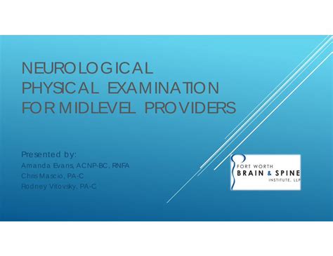 Pdf Neurological Physical Examination For Ce Unthsc Edu Assets 1354 9 Neurological Exam