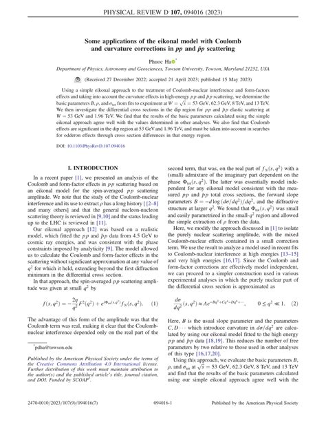 Pdf Some Applications Of The Eikonal Model With Coulomb And Curvature