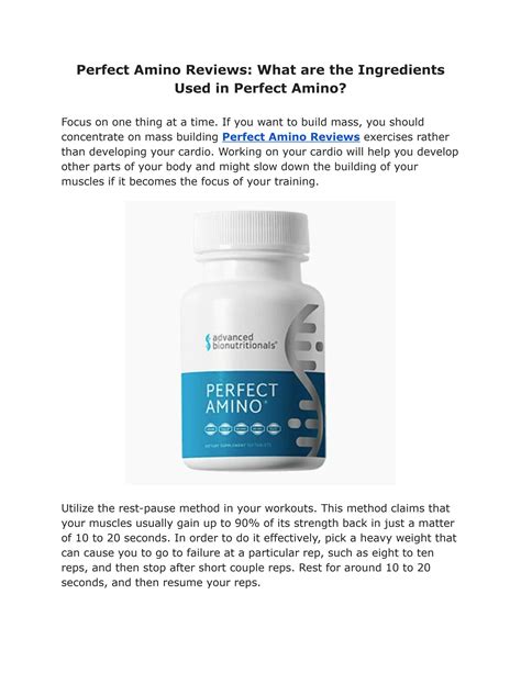 Perfect Amino Benefits