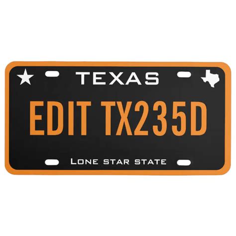 Personalized Black Texas License Plate Zazzle