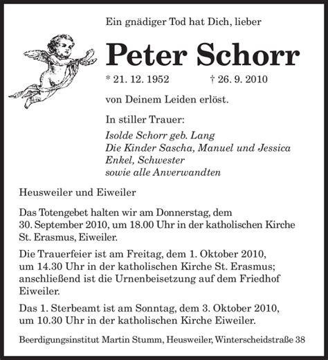 Peter Schorr Obituary