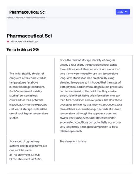 Pharmaceutical Sci Flashcards Quizlet Pdf