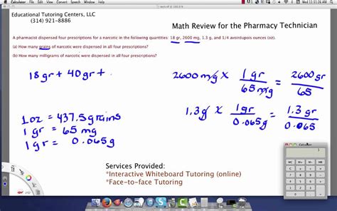 Pharmacy Tech Math Problems