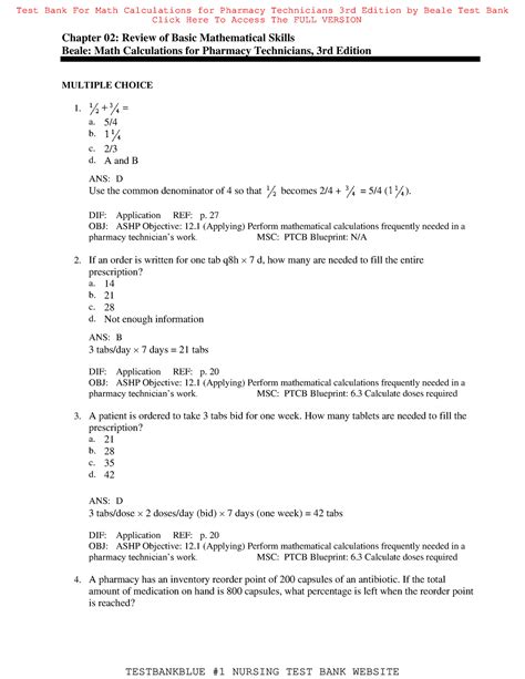 Pharmacy Technician Math For Dummies