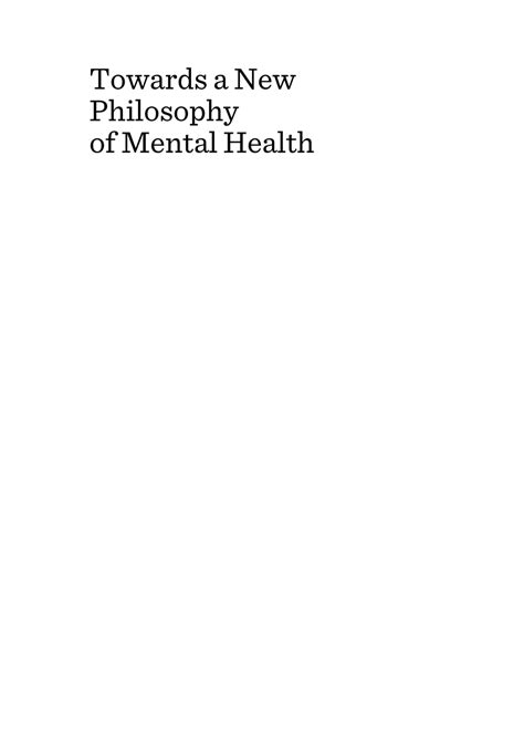 Philosophy Of Mental Health Pdf