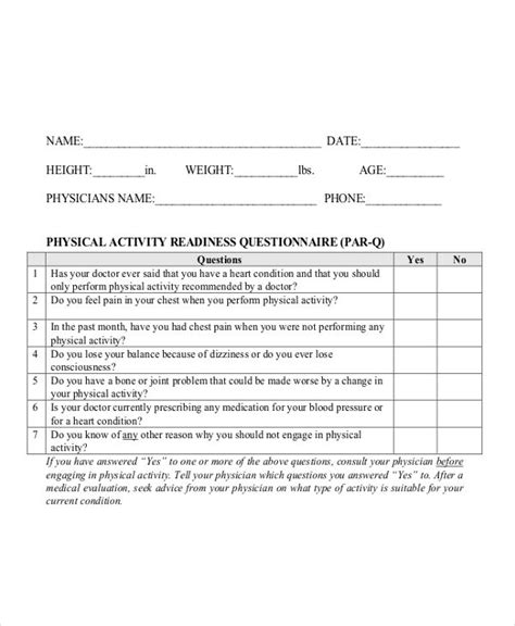 Physical Activity Questionnaire For Kids