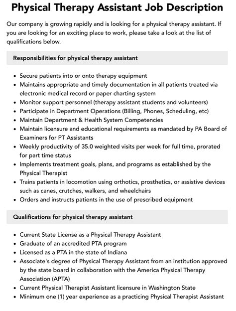 Physical Therapist Job Duties List