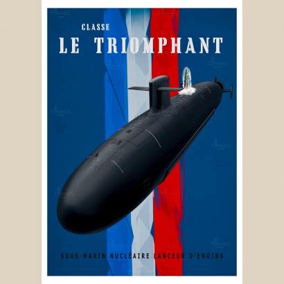 Poster Vintage Le Triomphant Class French Submarine France 80