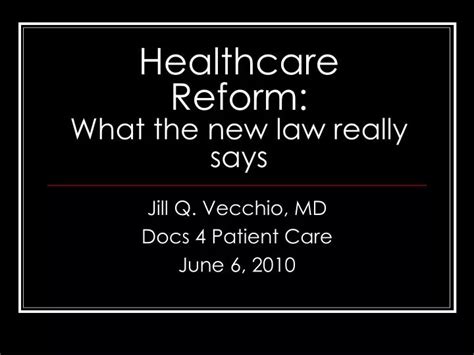 Ppt Healthcare Reform What The New Law Really Says Powerpoint Presentation Id 772160